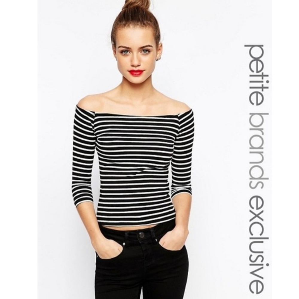 New Look PETITE Bardot Top Stripes XS